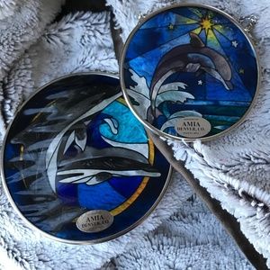 NWOT Amia Swimming Dolphins Stained Glass …
